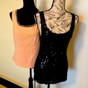🧡🖤Black Sequin Top (Medium) & Light Orange Corset Tank (Large) Tops. Get both!